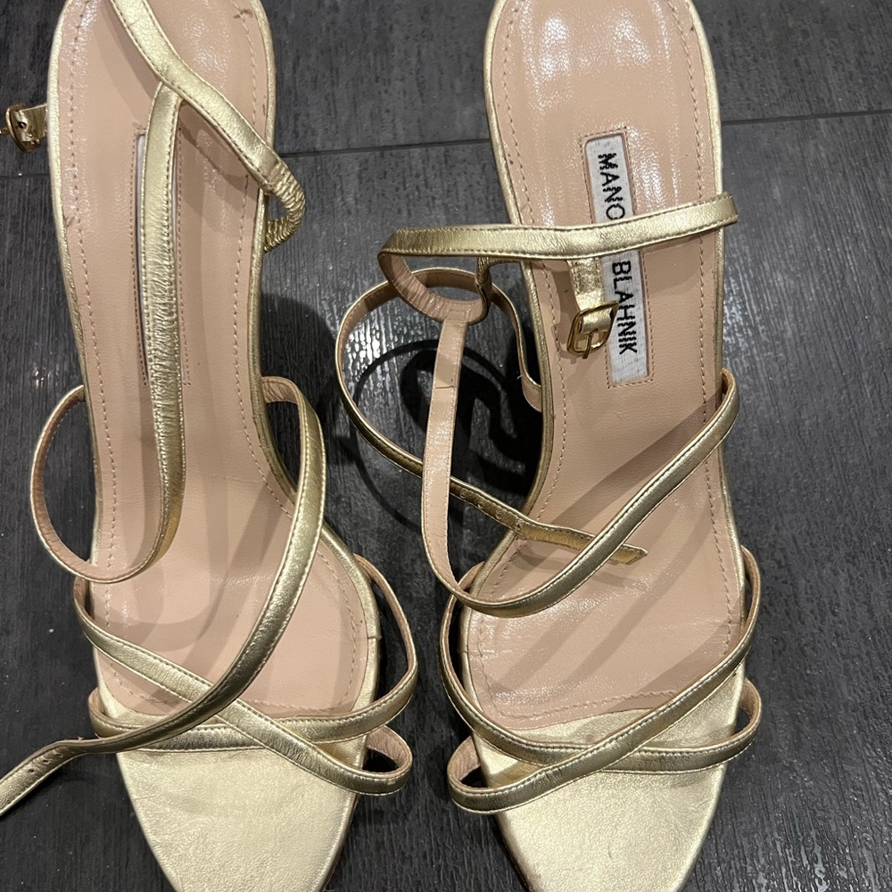Manolo Blahnik gold sandals